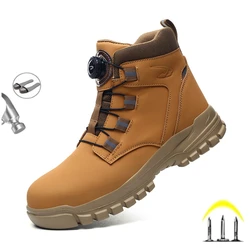 New Fashion 2024 Waterproof Security Work Safety Boots Protective Leather Boots Anti-smash Anti-puncture Industrial Shoes