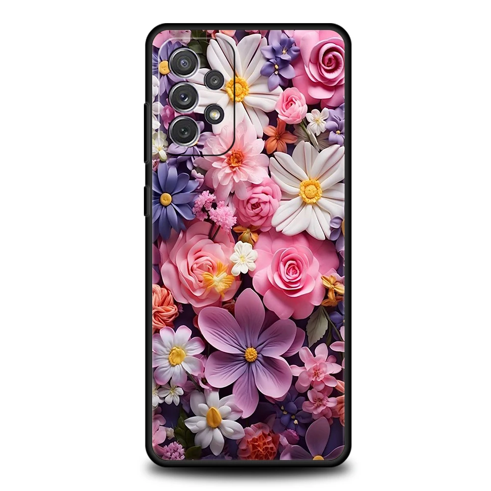 Bunte Blumen Handyhülle für Samsung Galaxy A55 A35 A15 A14 A25 A54 A51 A71 A72 A73 A32 A52 A52S A41 5G Silikonhülle Capas – Detail 8