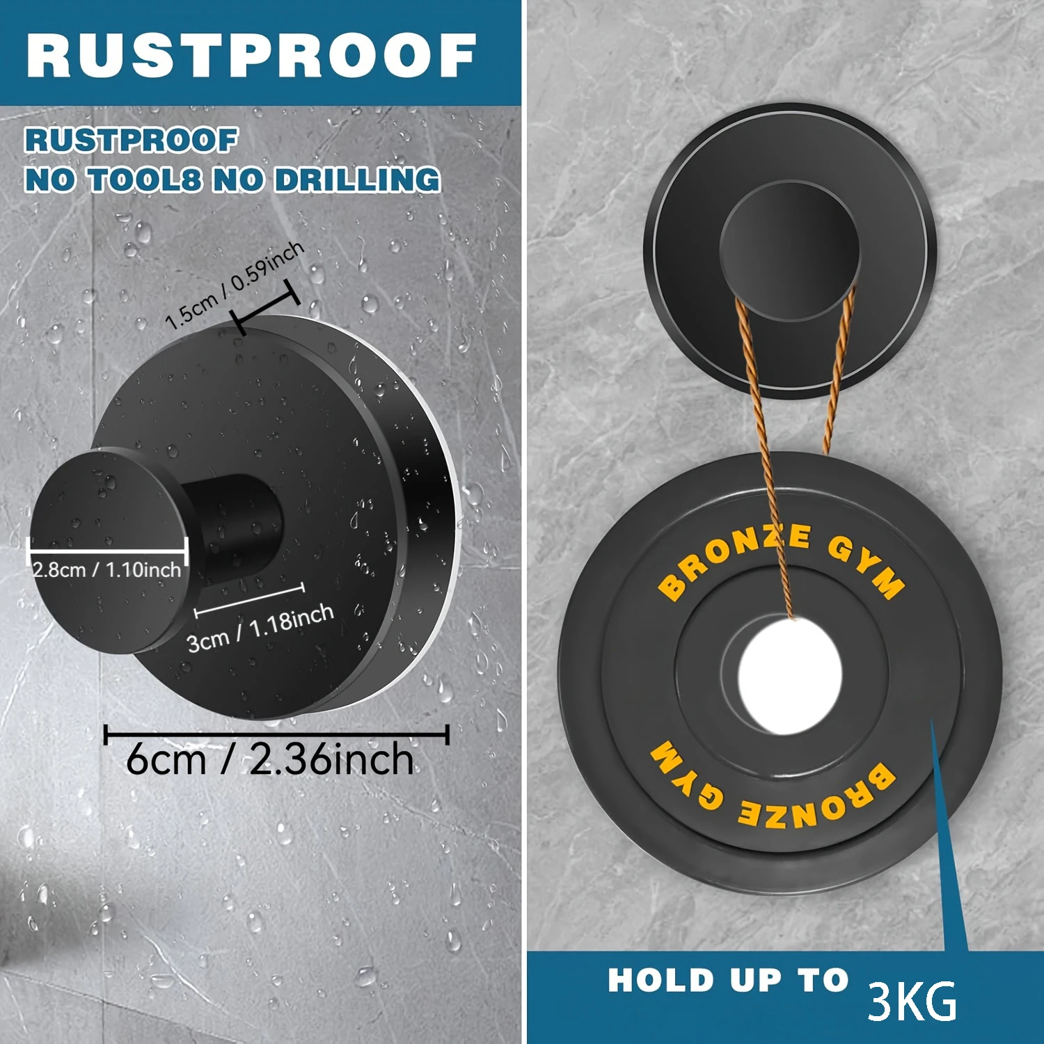 Heavy Duty Suction Cup Hooks for Shower, Bathroom and Kitchen - No Drill Wall Mounted Towel Hooks with Vacuum Technology, Holds