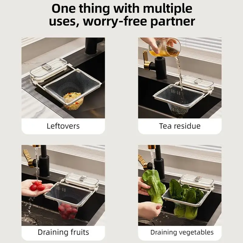 Mesh Filter Bag Hanging Drain Basket for Kitchen Sink Multi Functional Organizer Rack Quick Cleaning for Residue