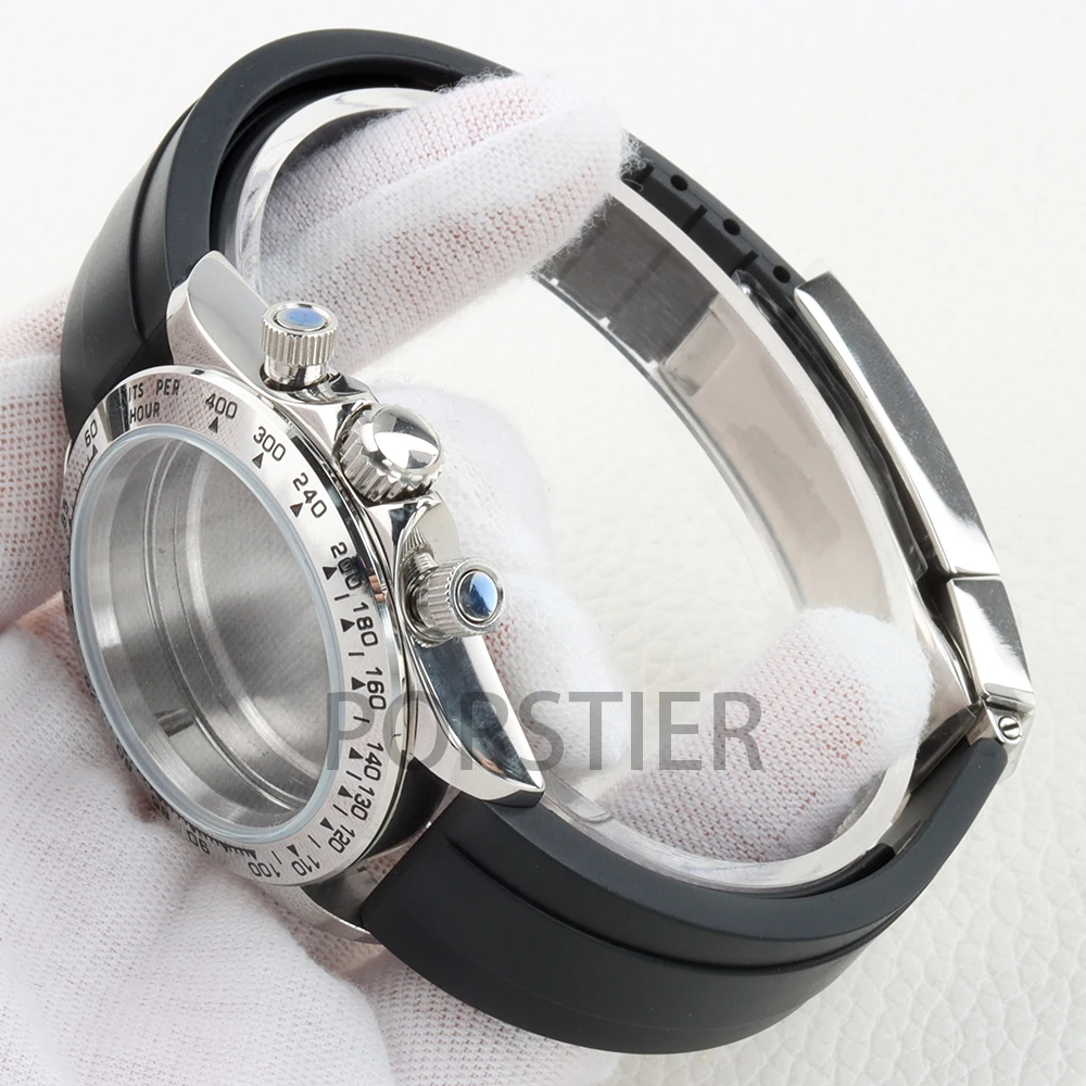 40mm VK63 Case Solid 316L Stainless Steel Rubber Bracelet for DAYTONA VK63 VK64 Automatic Movement 29mm Dial 100m Waterproof - view 6