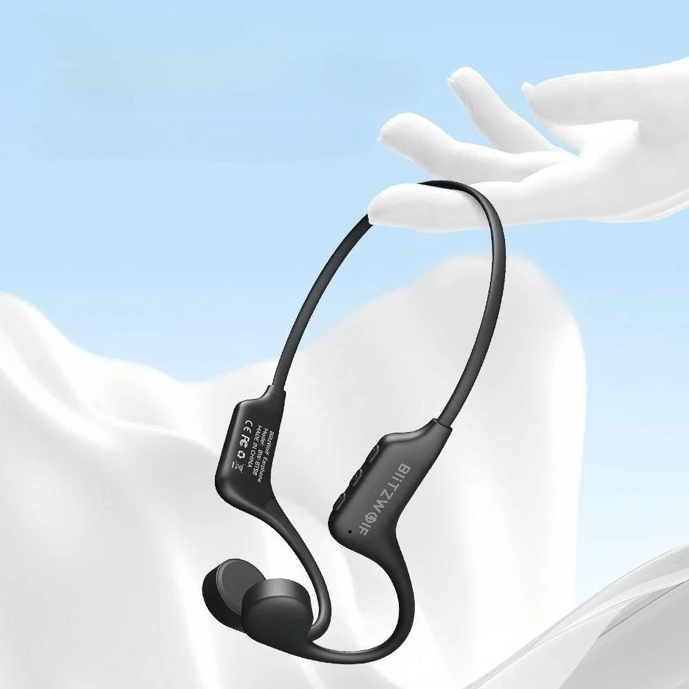 bluetooth V5.3 Earbuds Bone Conduction Earphone Built-in 32GB Memory IPX8 Waterproof Low Latency Sport Headphone Black