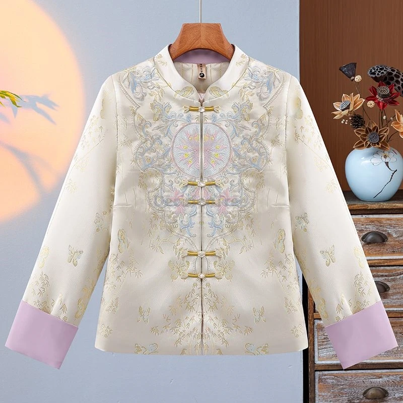 

2025 retro elegant temperament tang suit coat chinese vintage fashionable embroideried top loose comfortable warm daily coat