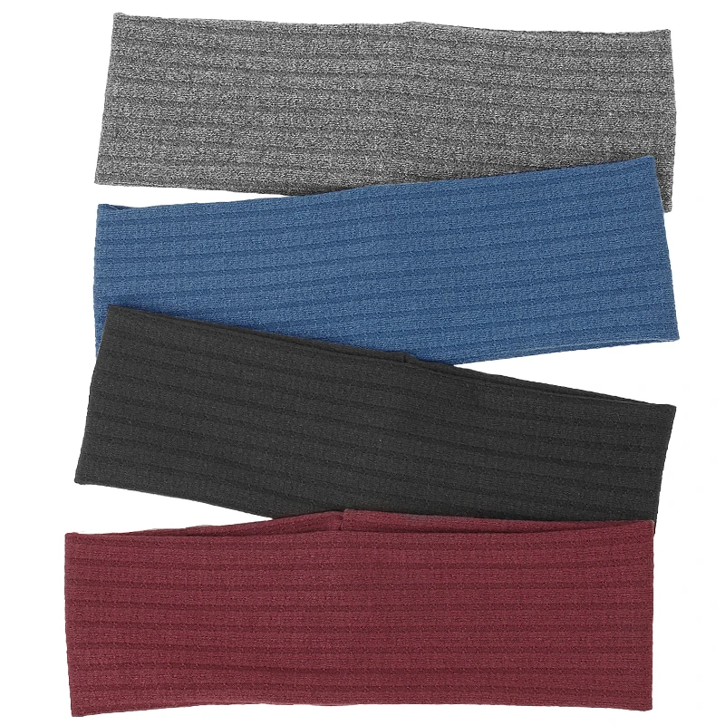 Kobiety nowe prążkowane opaski z dzianiny luźny ciepły turban opaska do włosów opaska na głowę Lady elastyczne nakrycia głowy w jednolitym kolorze akcesoria do włosów