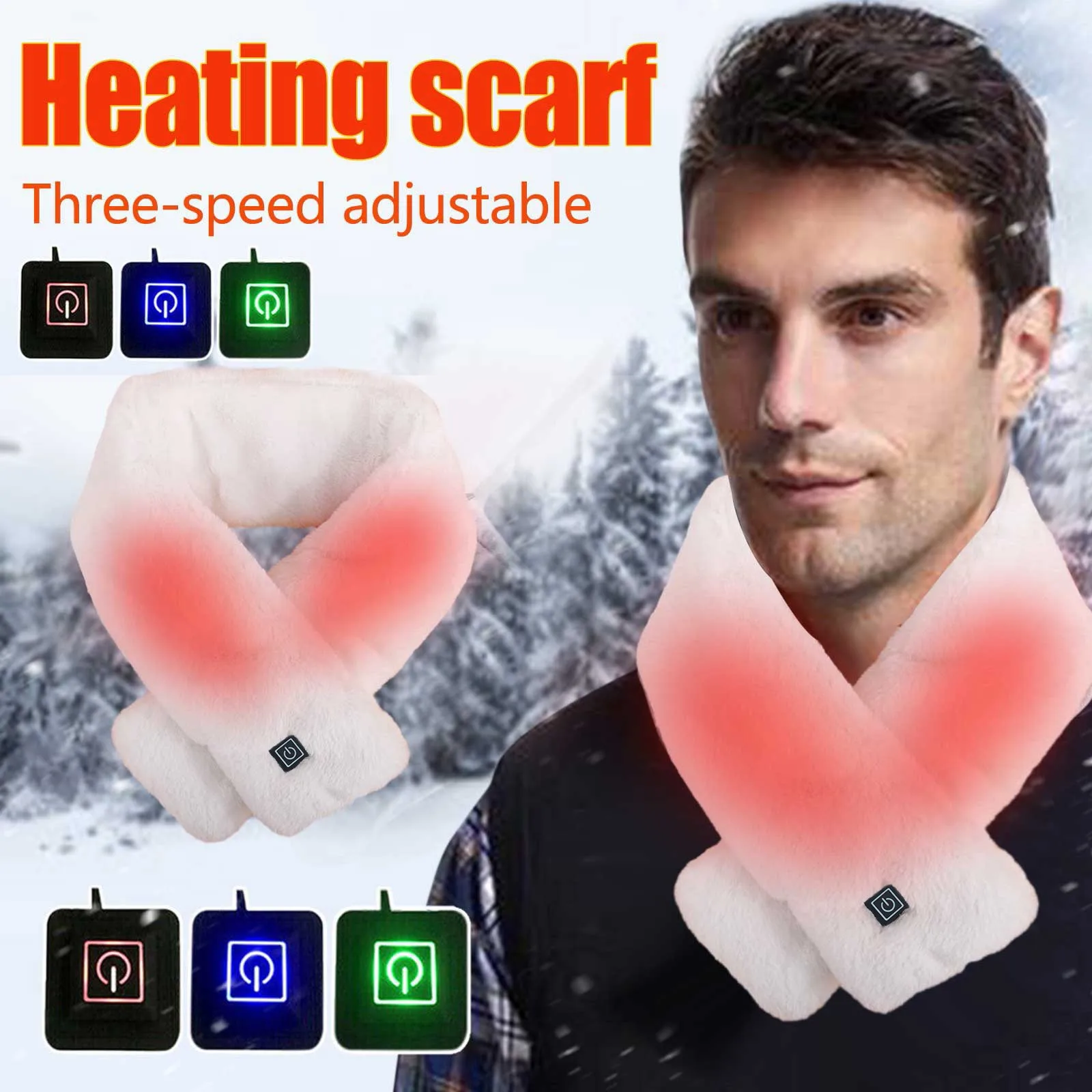 USB Women Men Heating Scarf Temperature Scarf 3 Gears Adjustable USB Charging Heat Control Neck Warmer For Cycling Camping