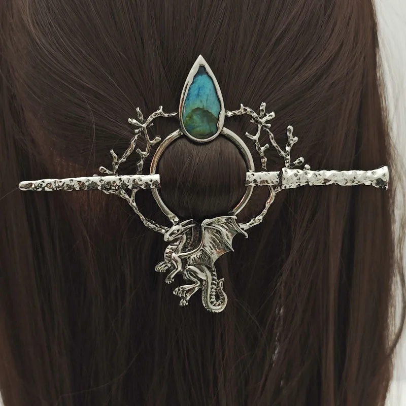 2 Styles Kleine und einzigartige Retro Vijinglong Legierung Damen Haarnadel Antike Farbe Haarnadel Party Musik Festival Modisches Haar