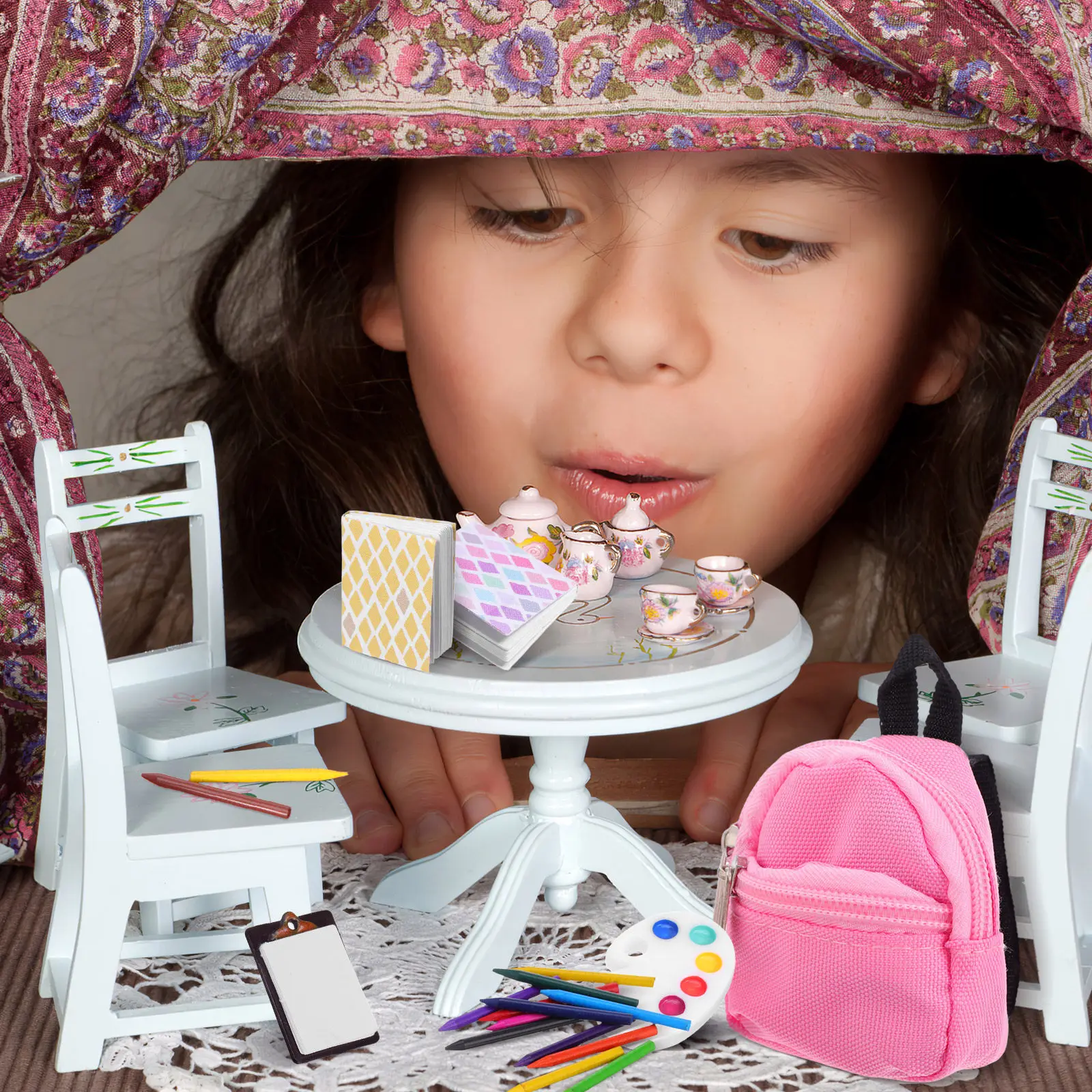 

1Set Simulated Mini School Accessories Exquisite Workmanship Adorable Miniature Pencils Book Bag for Kids Mini House Supply