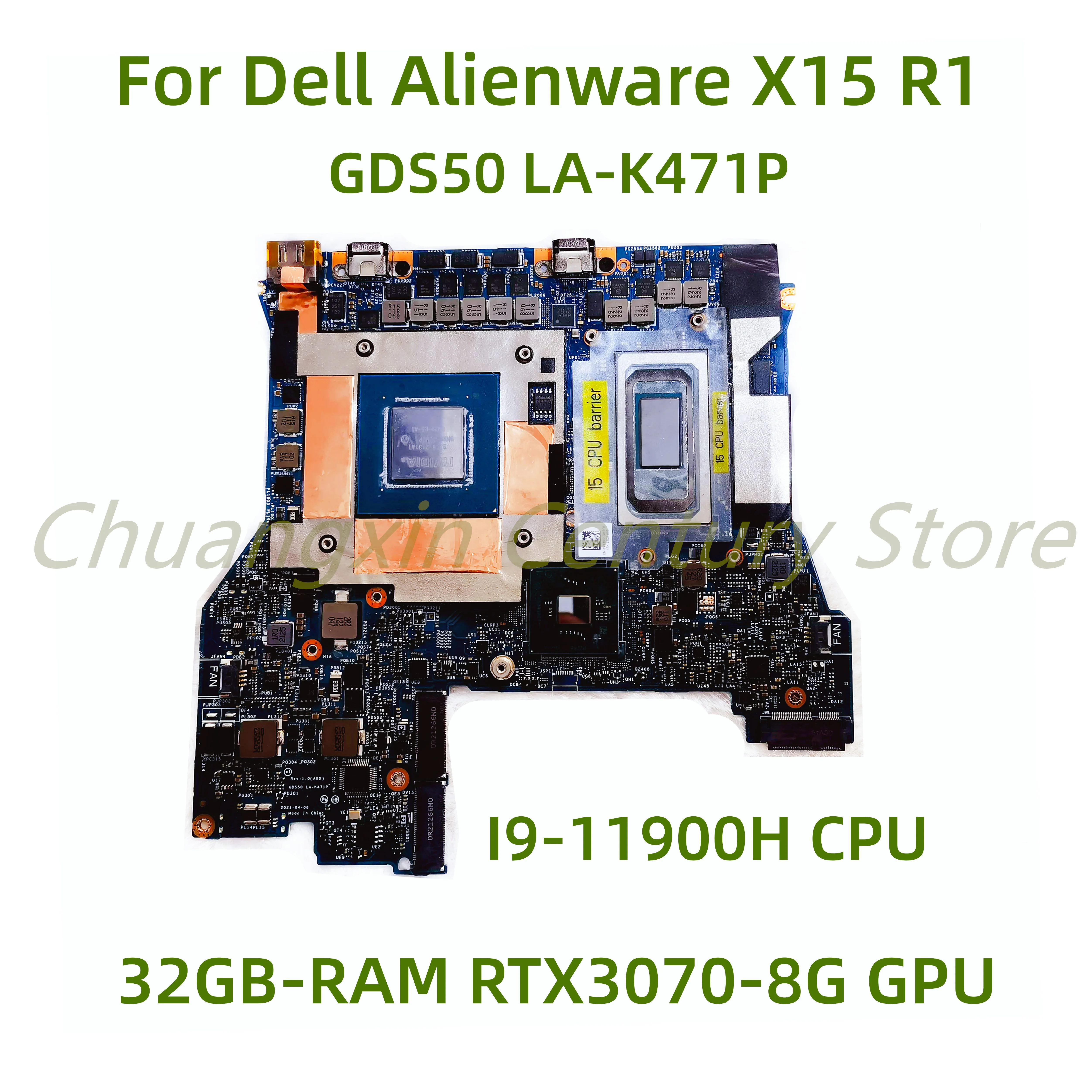 Suitable for Dell Alienware X15 R1 laptop motherboard GDS50 LA-K471P with I9-11900H CPU 32GB-RAM RTX3070-8G GPU 100% Tested