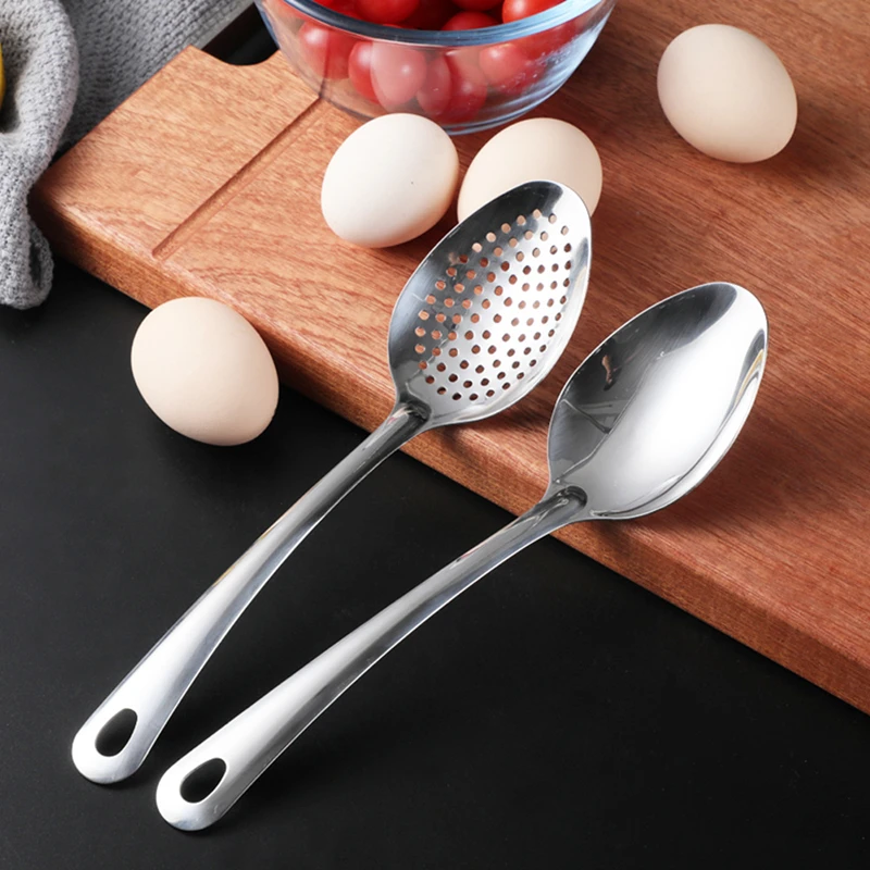 Stainless Steel Kitchen Cooking Pots Spatula Spoon Kitchenware Food Serving Tableware Rice Soup Scoop Colander Home Utensils