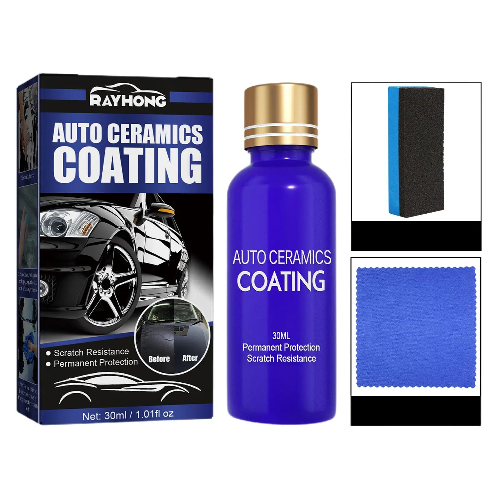 30ML 9H Car Liquid Ceramic Coat Super Hydrophobic Glass Coating Set Polysiloxane and Nano materials Ceramics For Cars Protection