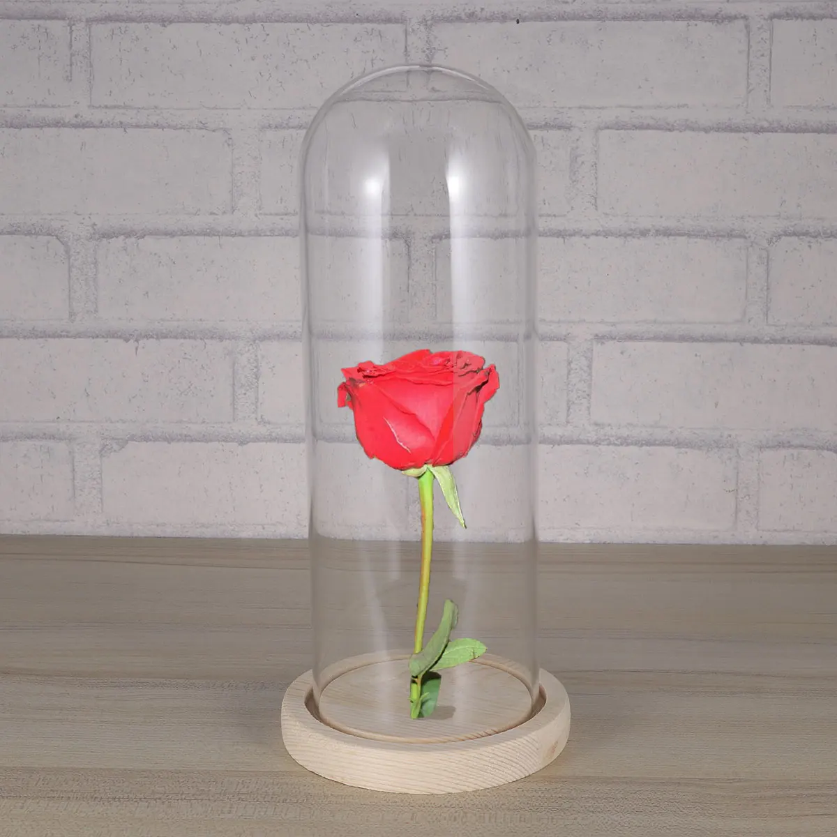 

Clear Glass Dome Cloche Cover For Dried Flowers Home Decor Tabletop Display Wood Base Decorative Protector