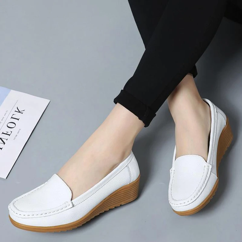 

New Spring Summer Soft Single Lazy Shoes Women Round Toe Flats Women's Flats Ladies Shoes Casual Wedge Heel Woman Loafers