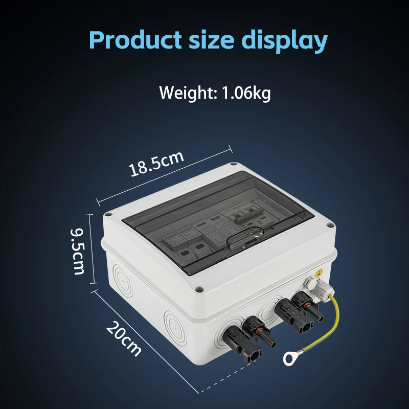 Imagem -03 - Solar Fotovoltaica pv Combiner Box Caixa de Distribuição Impermeável Proteção contra Raios Entrada Saída Fusível dc Mcb Spd Ip65