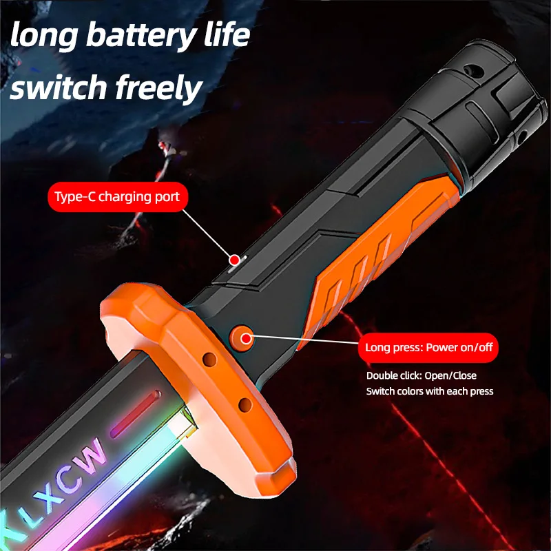 الملونة غاسل متوهجة ألعاب السيف مع شرارة والدخان تأثير ضوء السيف الاطفال ألعاب جنسية أضواء LED الخيال العلمي لعبة قابلة للتمديد