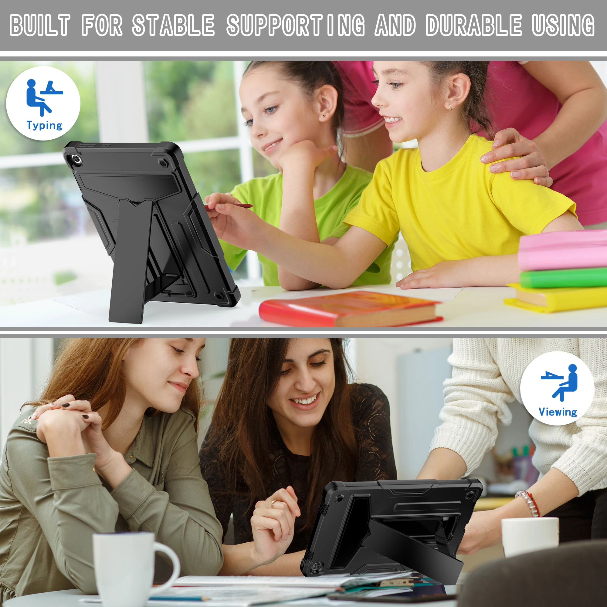 Kickstand Rugged Case For Lenovo Tab M10 Gen3 (3rd Gen) 2022 10.1 inch TB-328FU TB-328XU PC-Silicone Heavy Duty Cover Shockproof