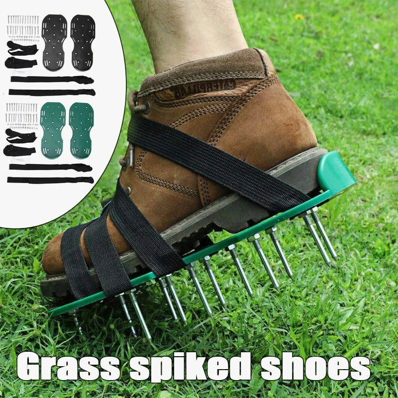 Garden Nail Shoes Grass Loose Soil Tool 5cm Long Nail Lawn Aerator Grass Spikes Shoes Self-Leveling Epoxy Yard Grass Cultivator