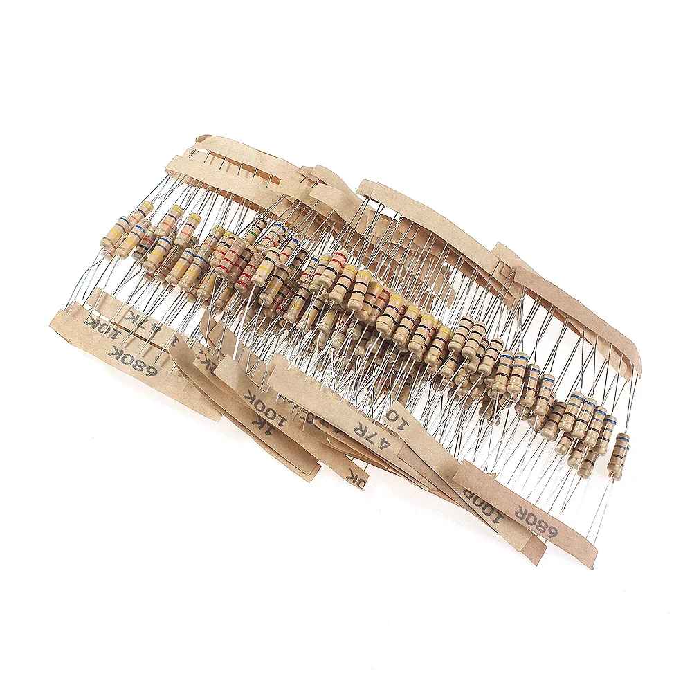 

200PCS/Set 20 Kinds 1W Resistance 5% Carbon Film Resistor Pack Assorted Kit,10 ohm ~1M 6.8K 10K 22K 47K 68K 1M Resistors