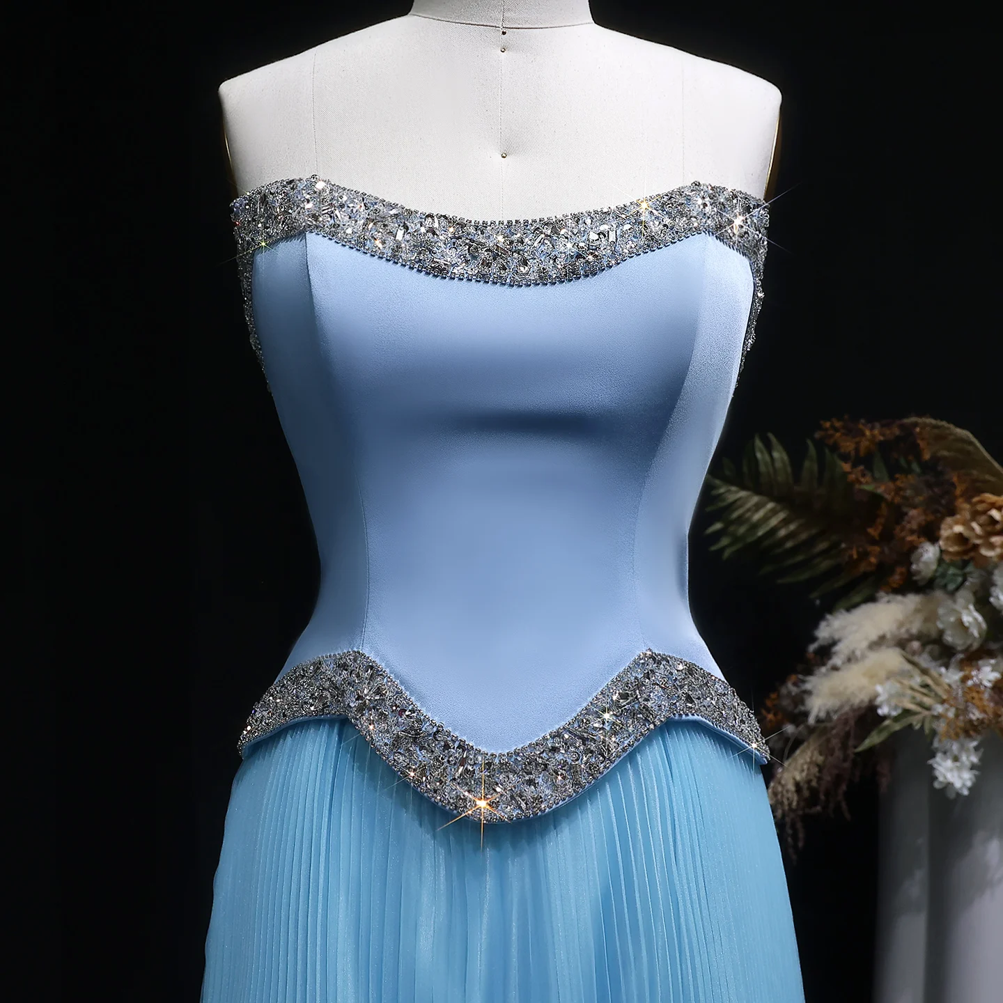 Sharon Said Damen Formelle A-Linien Abendkleider Trägerlos Pailletten Perlen Elegant Arabische Partykleider SS789 Maßanfertigung – Detail 24