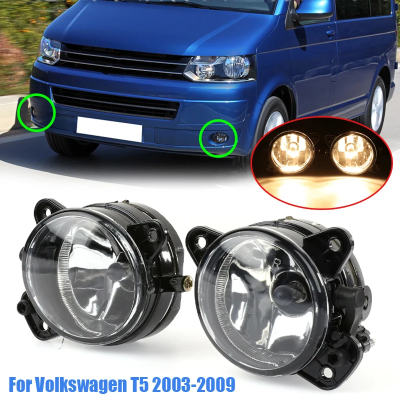 2pcs/set Clear Lens Car Front Bumper LED Fog Light for Volkswagen T5 2003-2009