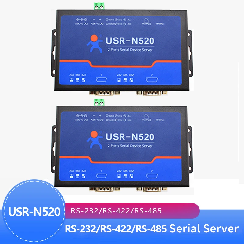 

2PCS USR-N520 Serial Server-LAN Ethernet to RS232 RS485 RS422 Converter Industrial Automation Control for Data Transmission