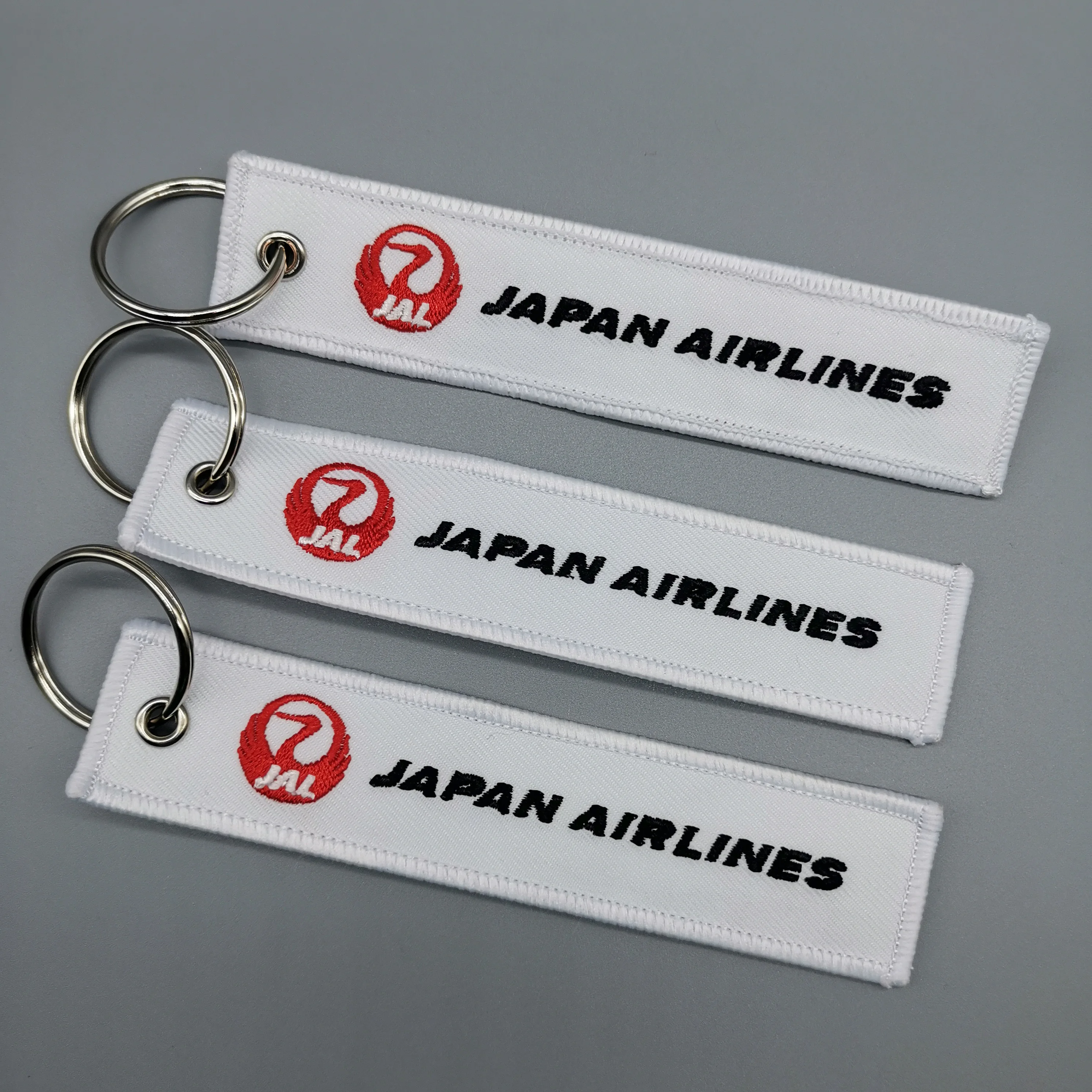 1 PC Japan Airlines Keychain Gift Letter Fashion Trinkey Double Sided Embroidered Motorcycle Key Accessories