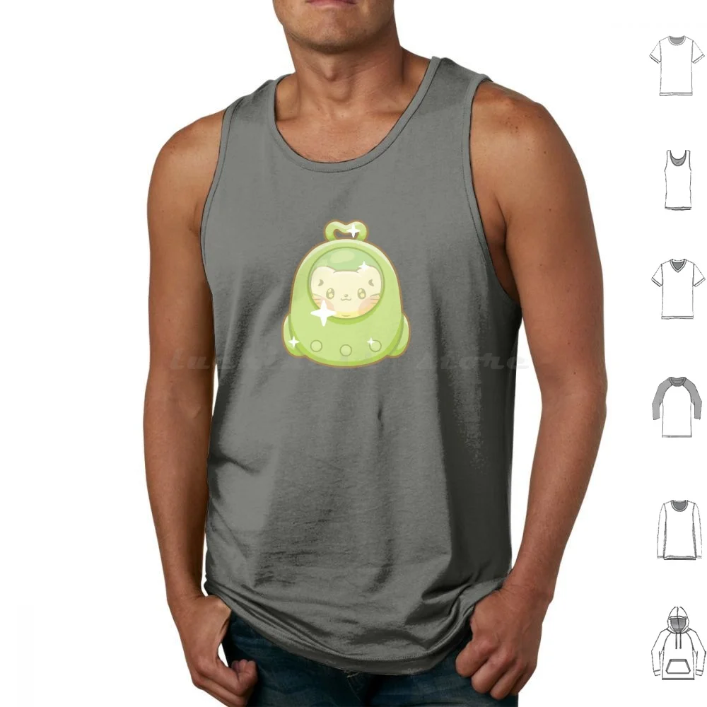 Cats In The Bag Tank Tops Vest Sleeveless Green Cute Cat Kitty Kitten Pet Kawaii Space Astronaut Travel Carrier Animal Small