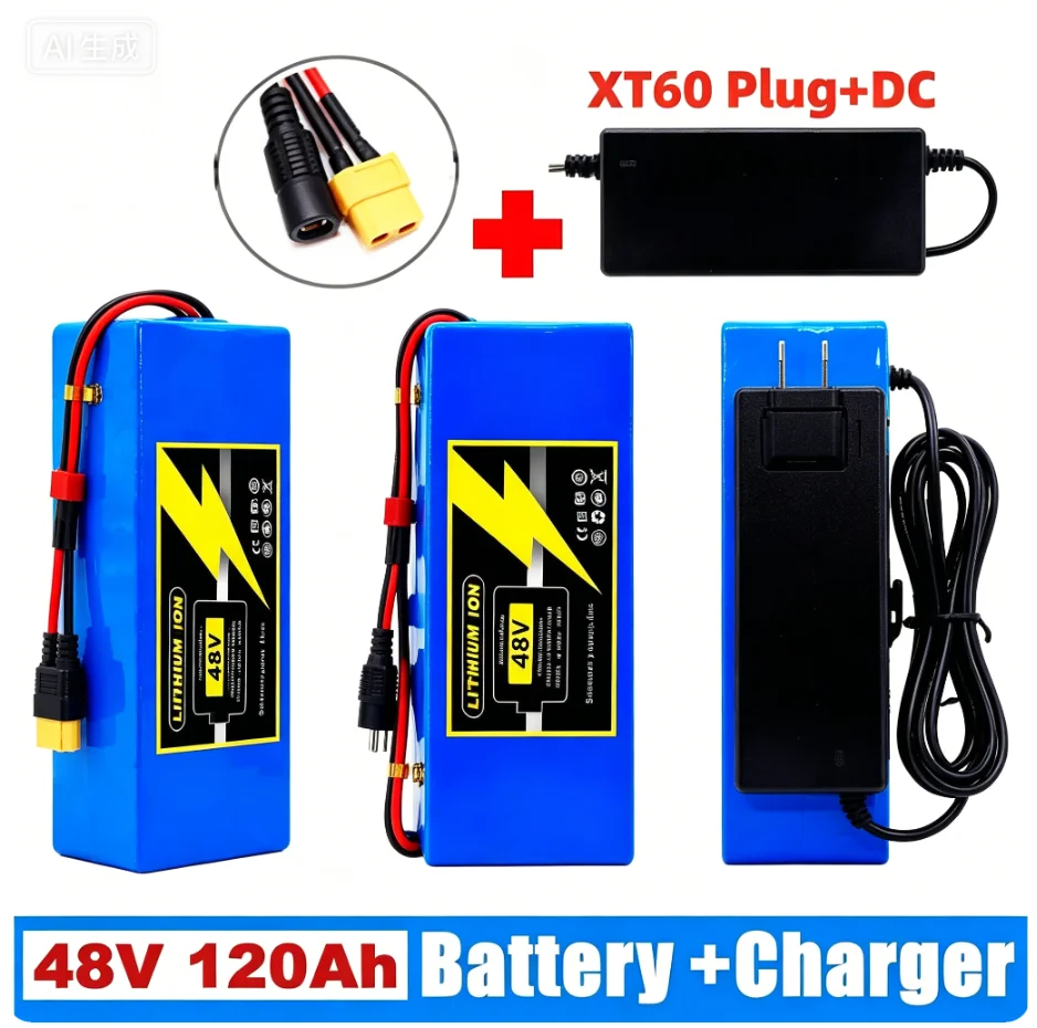 

48V 120Ah 1000W 13S3P XT60 48V lithium-ion battery pack 120000mAh, suitable for 54.6V scooter with BMS+charger. The scooter type