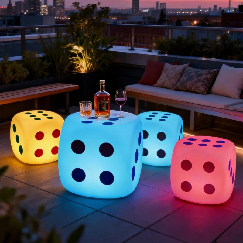 

Dice Dice Luminous Bar KTV Stool Outdoor Leisure Table and Chairs Coffee Table Cube
