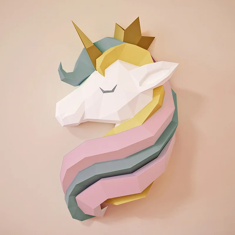 Unicorn wall decoration bedroom children's room wall decoration hanging room layout paper model diy handmade