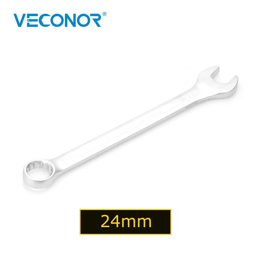 Veconor 24 mm Chave de Combinação de Extremidade de Caixa Aberta Cromo Vanádio Anel Aberto Combinação Chave Inglesa Ferramentas Manuais de Reparo de Carro Doméstico 24 mm