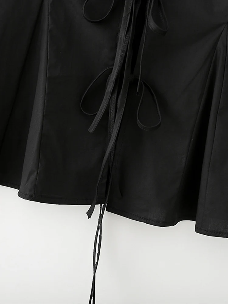 Estilo europeu nova moda feminina versátil temperamento cor sólida lapela manga longa arco decoração camisa de popeline