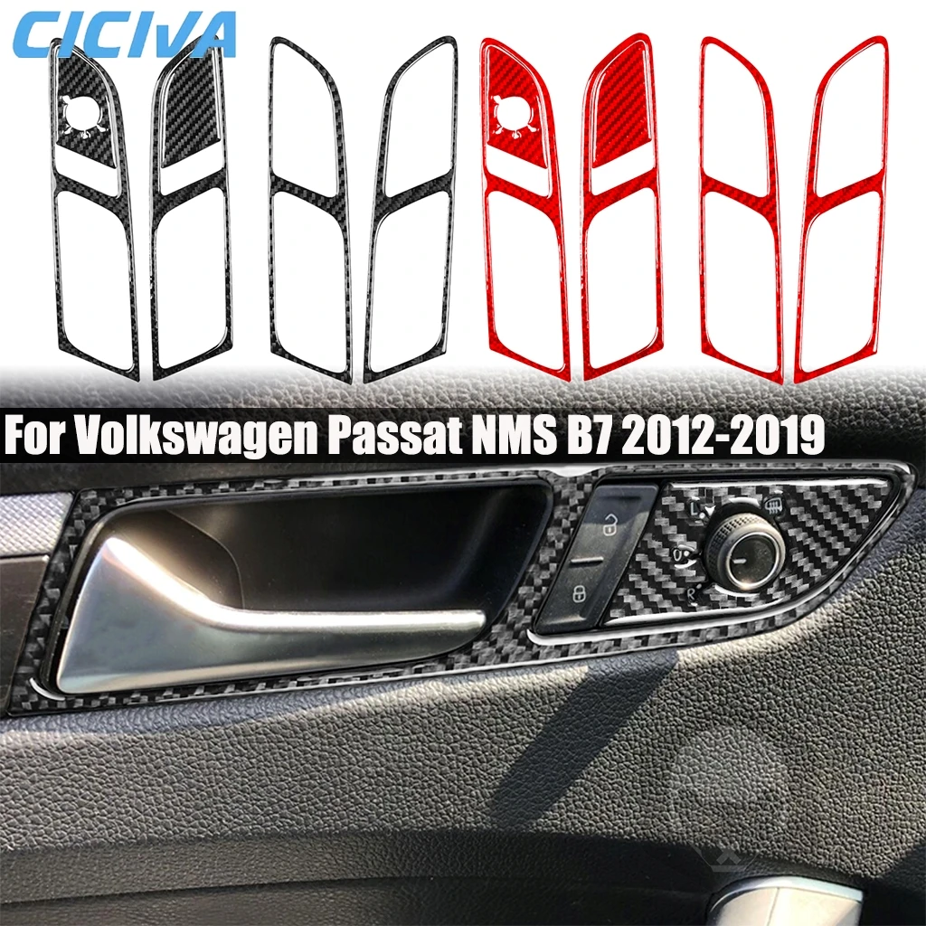 

Carbon Fiber Car Accessories Door Handle Decorative Interior Cover Modified Trim Sticker For Volkswagen Passat NMS B7 2012-2019