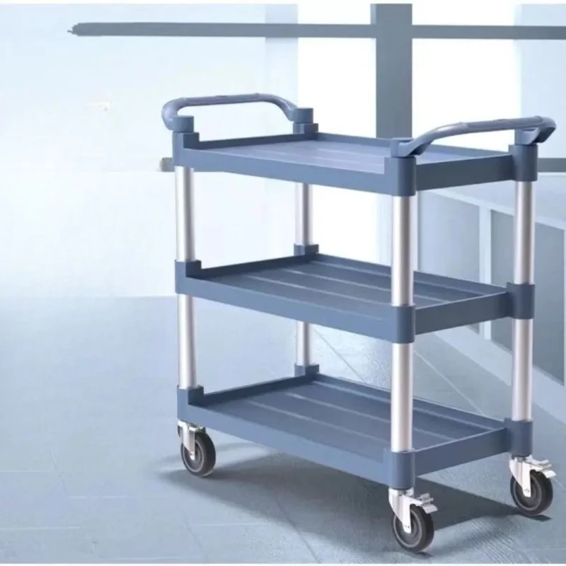 Stainless Steel Food Cart - Heavy Duty Mobile Serving Trolley with Wheels, Commercial Meal Delivery Cart for Restaurant/Hotel