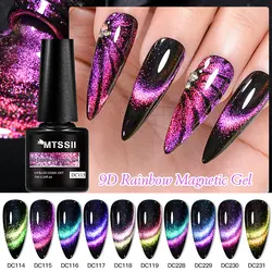 Mtssii 7ml Laser 9D Cat Eye Magnetic Gel Nail Polish Semi Permanent Nail Art Soak Off UV Gel Different Color At Different Angles