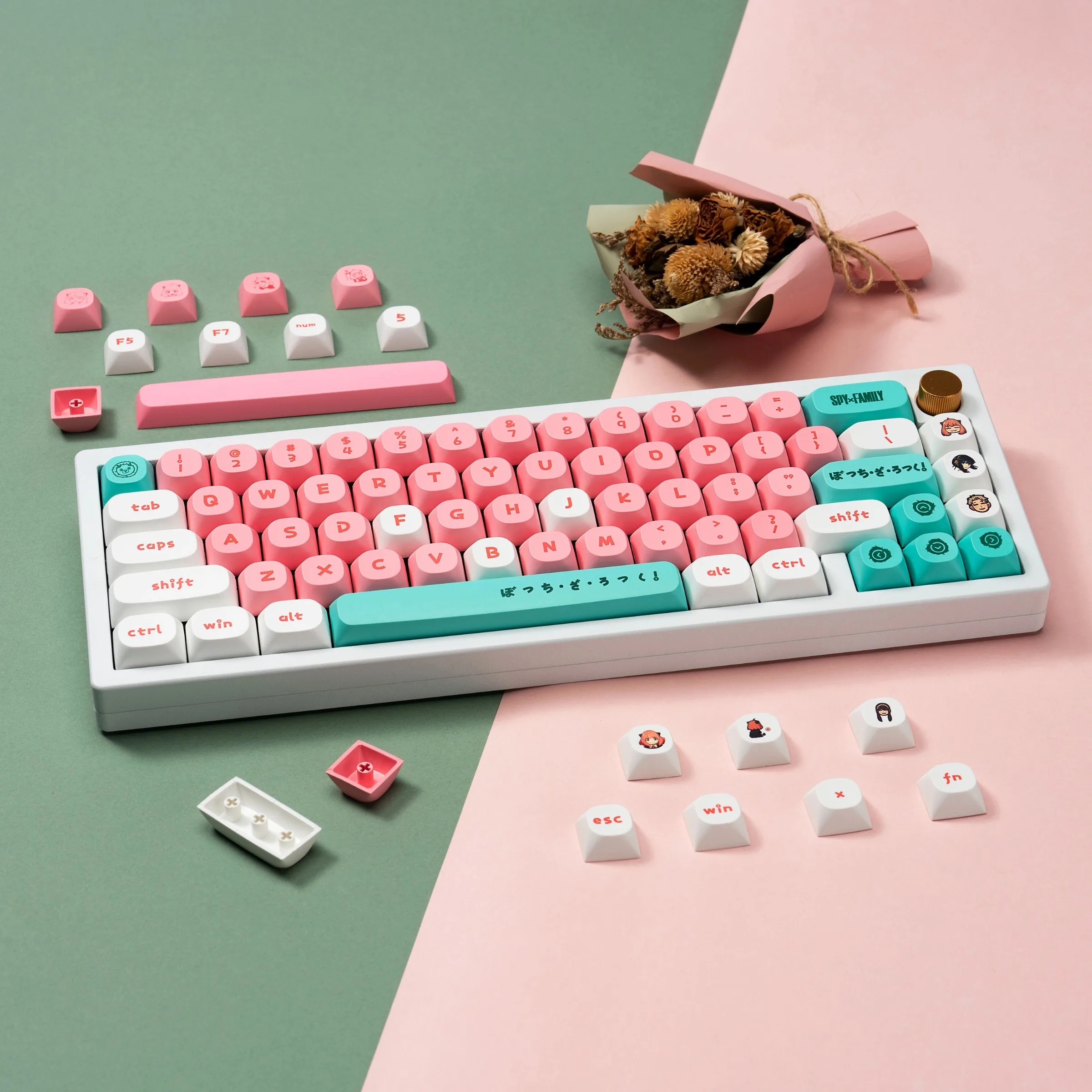 SPY×FAMILY Ania Blackout Keycap Set 125 Keys PBT Dye Sublimation MA Profile Keycaps for Mechanical Keyboard Cute Gifts for Girls