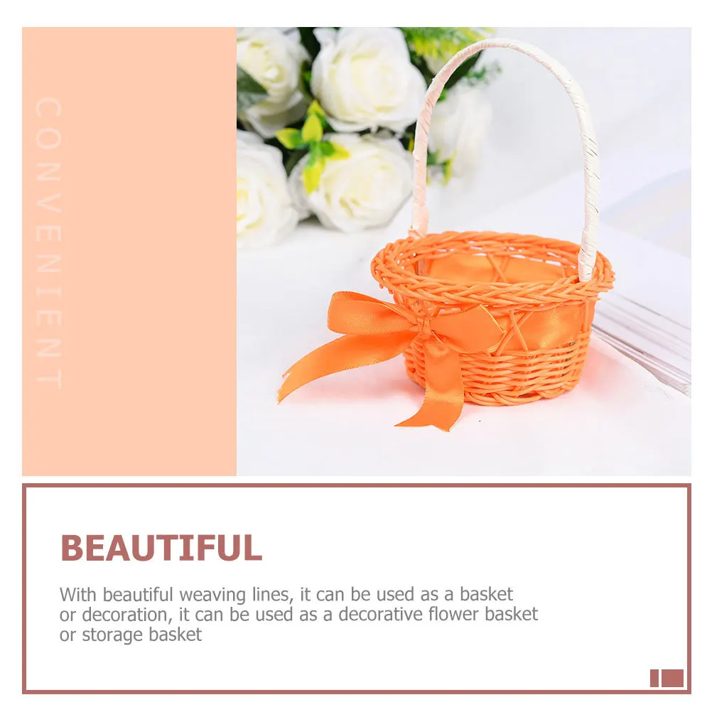 

5Pcs Small Woven Flower Basket with Handle Rustic Style Storage Basket for Hotel Home Decoration Garden Balcony Terrace Display