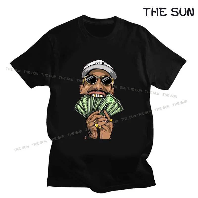 Cash Printing Shirt Casual T-shirt Street Fashion Short Sleeve Clothing Streetwear Men's Hip Hop Cotton