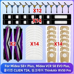 Części zamienne do Midea S8+ Plus, 클리엔 CLIEN T24, 씽크에어 ThinkAir RV50 Pro Akcesoria Robot Odkurzacz Główna Boczna Szczotka Filtr Ściereczka do Mopa Worki na Kurz