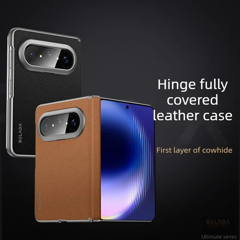 

SULADA For Huawei Pura X Max Genuine leather center axis protective casefirst layer cow built-in magnetic phone case
