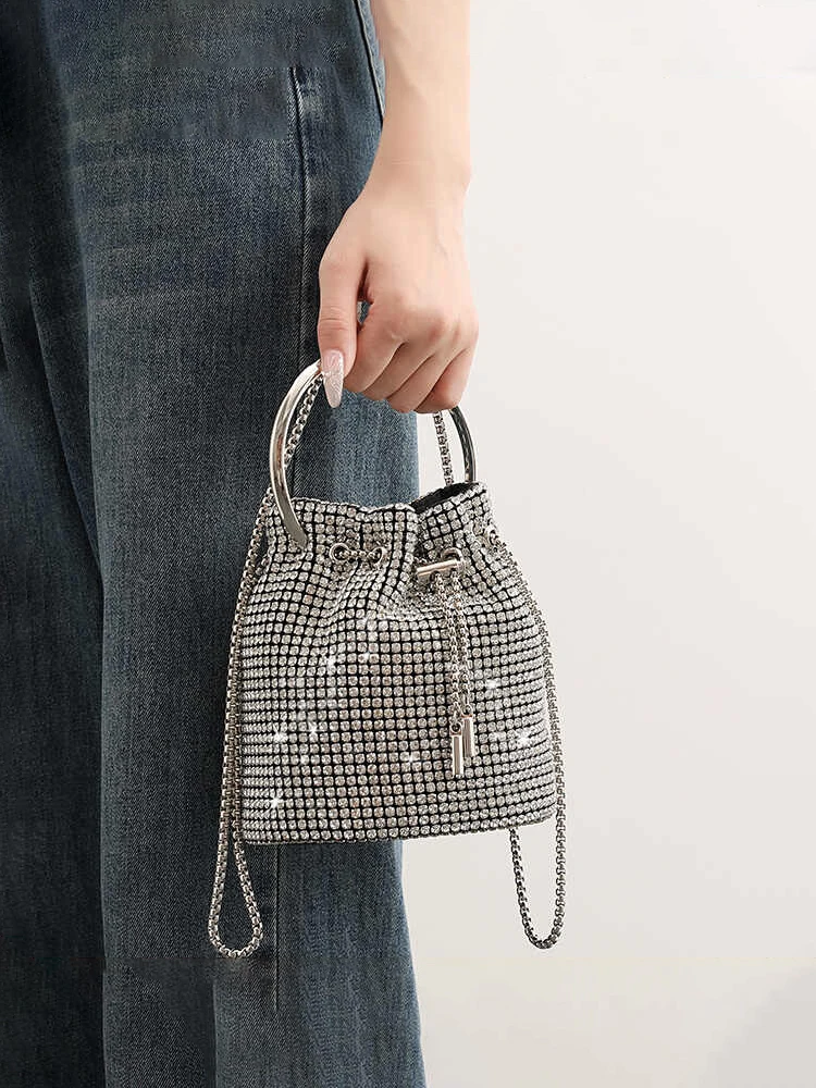 

High-end Rhinestone Women's Party Handbags New Exquisite Elegant Commute Shoulder Crossbody Bags Luxury Designer Bucket Bags