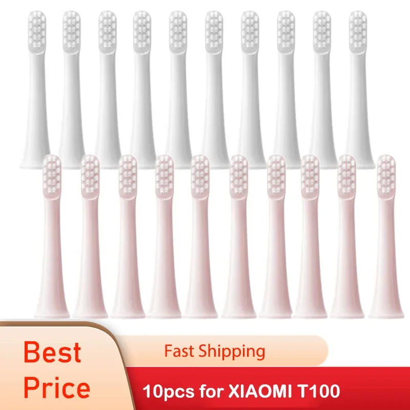 For XIAOMI MIJIA T100 Replacement Brush Heads Sonic Electric Toothbrush Vacuum DuPont Soft Bristle Suitable Nozzles 10Pcs Clean