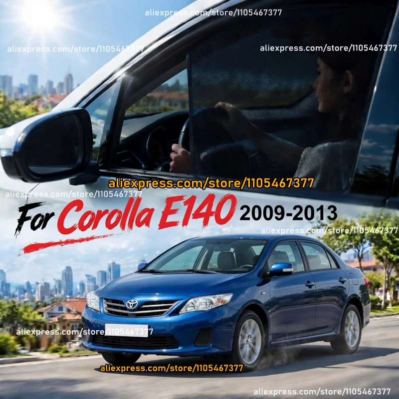 Magnetic Car Window Sunshades for 2009-2013 Corolla Sedan(10th Gen,E140/E150,Altis) , UV Protection & Privacy Side Mesh Curtain