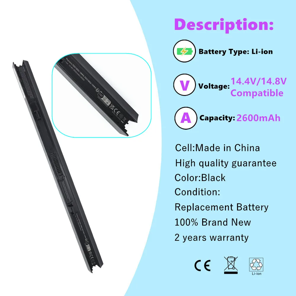 PA5185U L50-B C55-B5200 PA5185U-1BRS Laptop Battery PA5186U-1BRS For Toshiba Satellite C50-B-14D L55-B5267
