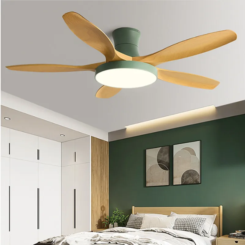 Nordic ceiling fan in dining room, living room, household large wind ceiling fan, low floor, 52 inch chandelier with electric fa