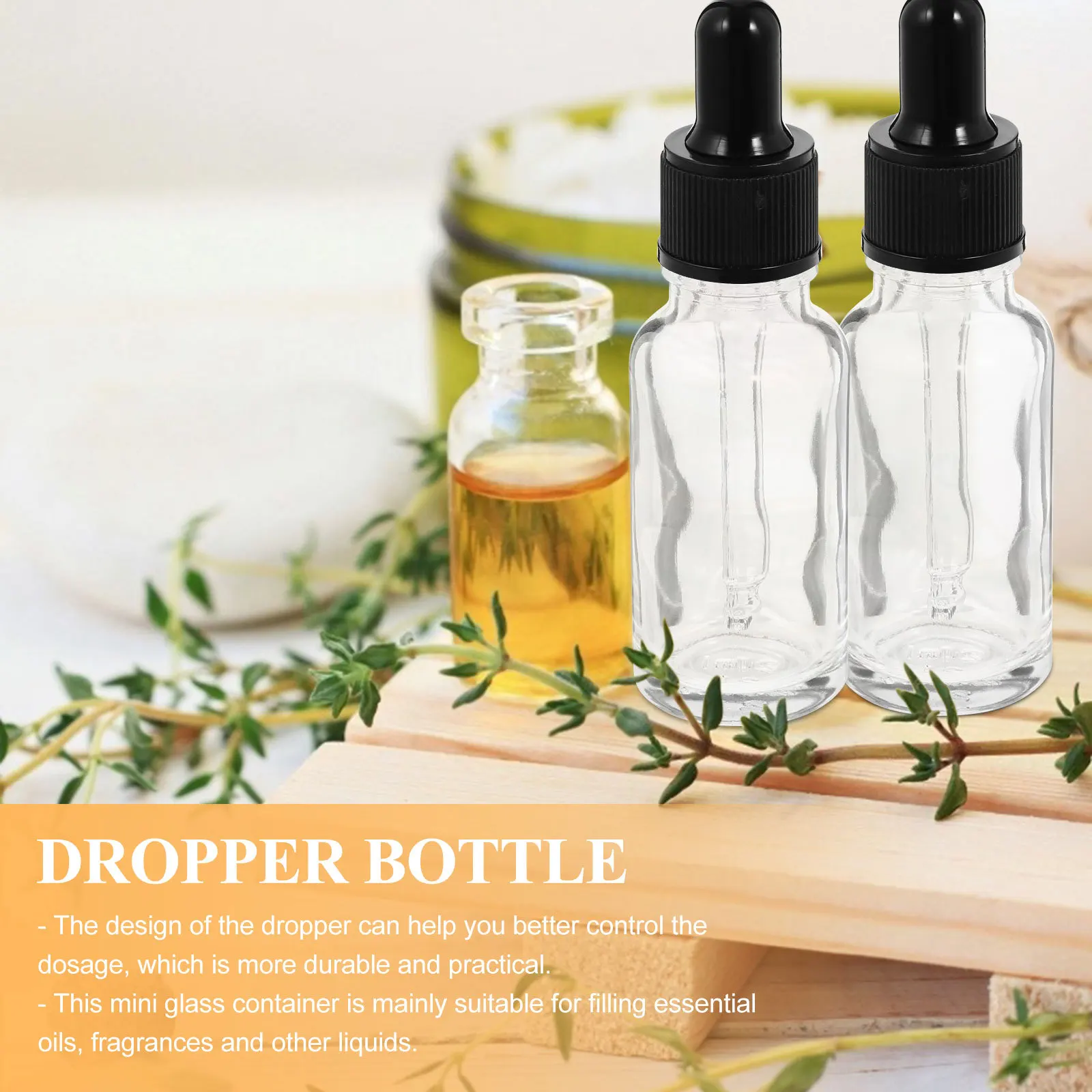 

10Pcs Essential Oil Bottle 20Ml Glass Dropper Dispenser Refillable Travel Subpackaging Container for Fragrance Liquid Carrier
