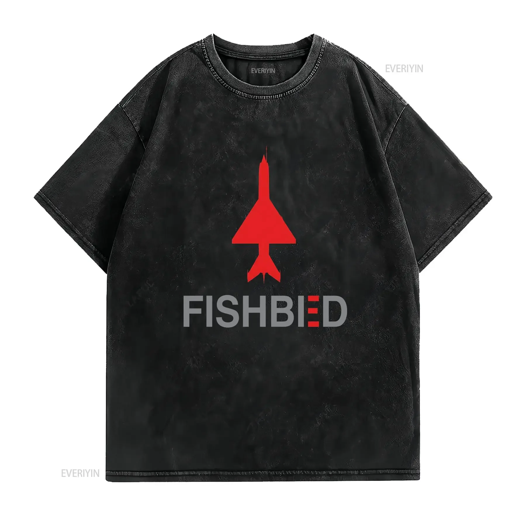 Men's Mig 21 Fishbed T Shirt Black with Red Gray Aviation Design Round Neck Casual All Season Comfort Machine Washable vintage