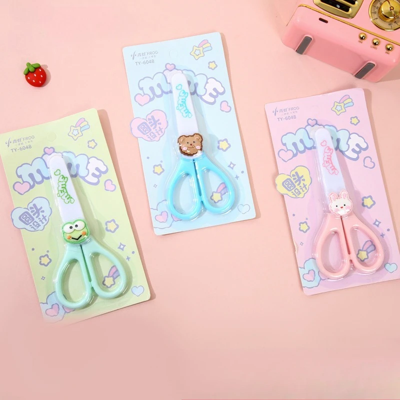 18pcs-kawaii-animal-kids-scissors-with-protect-cover-craft-scissors-stationery-kids-school-supplies-cute-scissors-paper-cutter