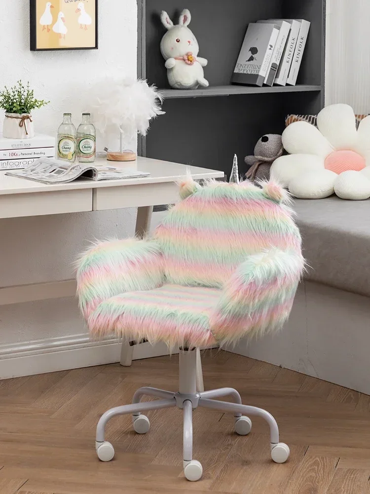 Nordic light luxo unicórnio cadeira de jogos ergonômica cadeira de escritório móveis para casa ajustável rotativo elevador cadeiras do computador