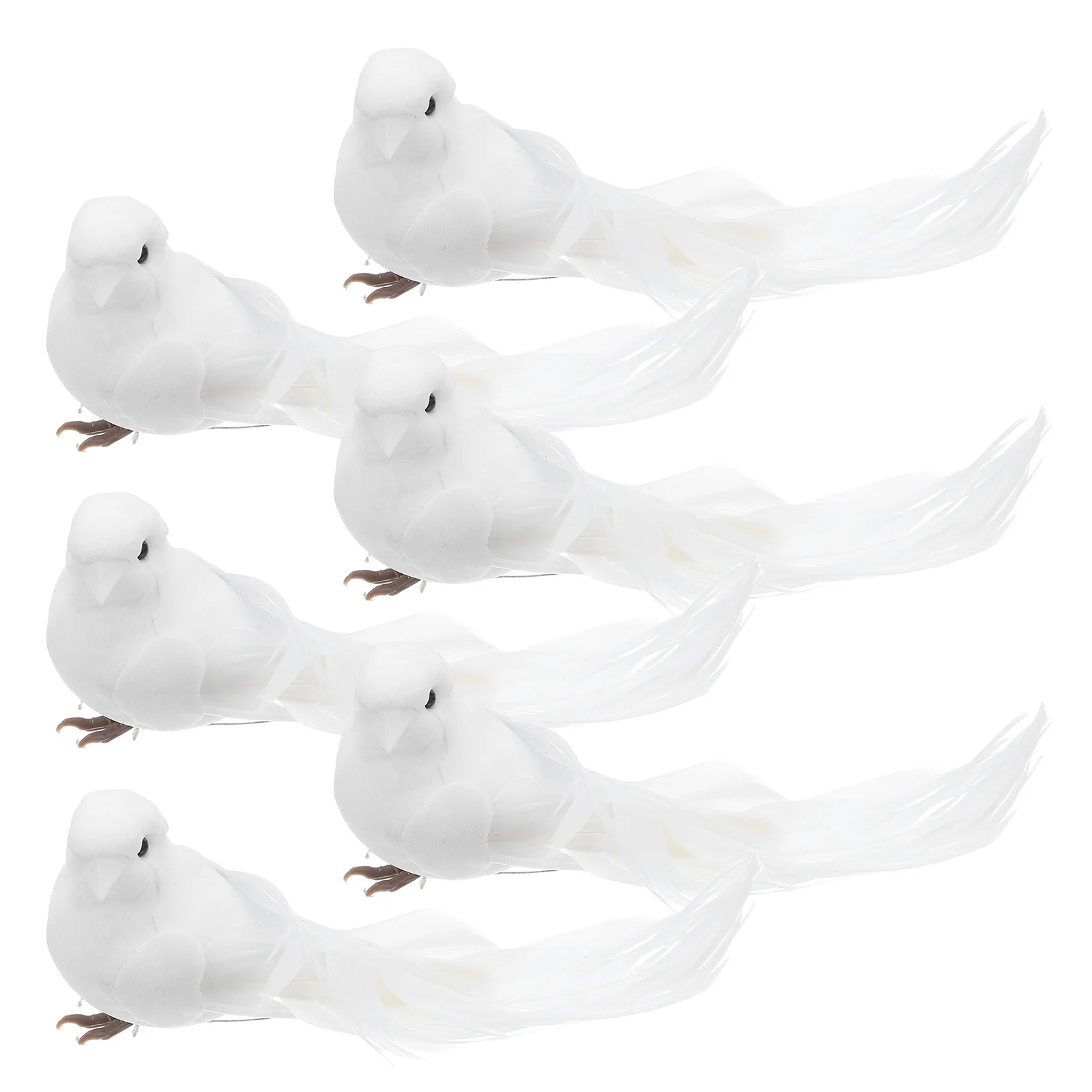 

6Pcs Fake Birds Decor Realistic White Pigeon Ornaments for Wedding Reception Party Centerpiece Tabletop Home Wall Hanging