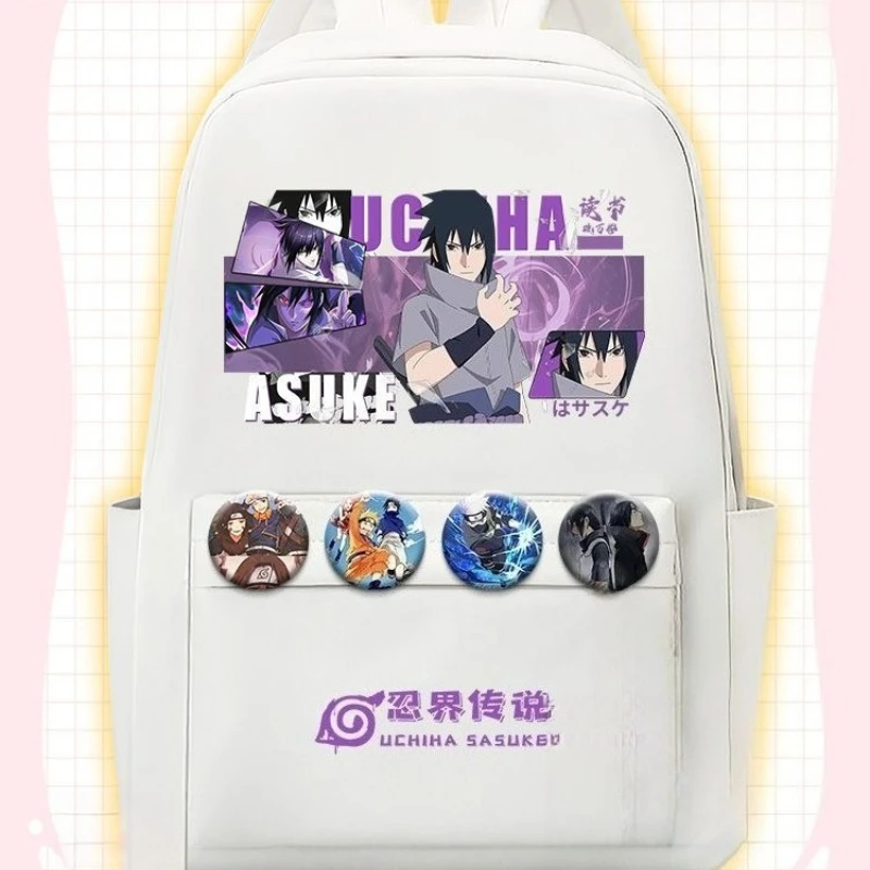 Naruto-Rucksack mit Uchiha Sasuke und Hatake Kakashi, kreatives Cartoon-Design, große Kapazität, leicht, vielseitig einsetzbar, ideal als Schulrucksack. – Detail 4